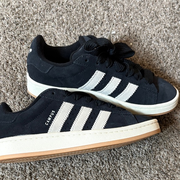 Adidas Campus Black with White Stripes Sneakers - Picture 1 of 4